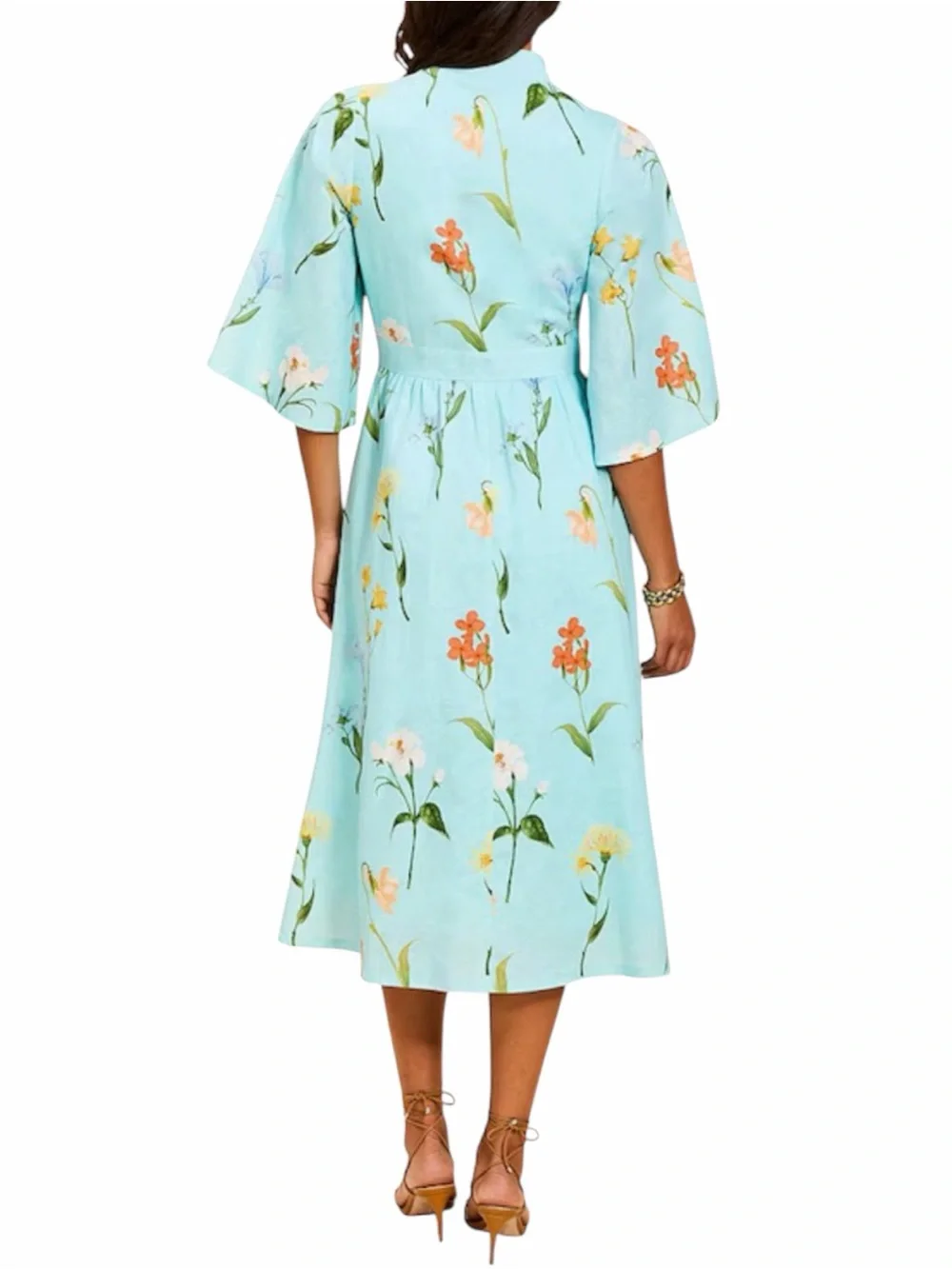 NWT Mestiza New York Carmen Garden Waltz Print Mandarin Collar Midi Dress Size 6 - Picture 2 of 9